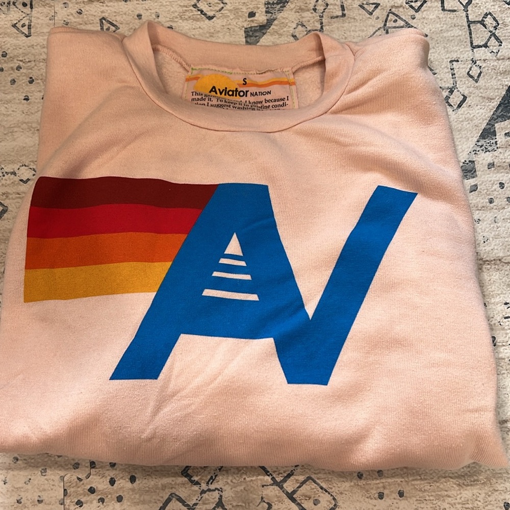 NEW Aviator Nation - Relaxed Crewneck Sweatshirt - light pink